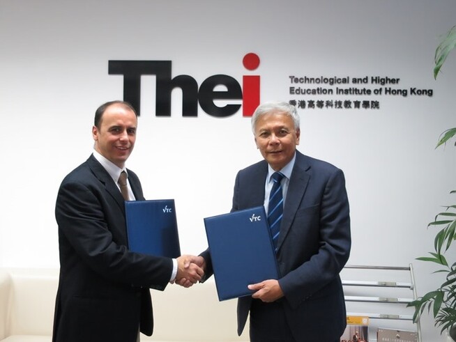 Professor David LIM, President of THEi (right) and, Professor Antonio Figueiredo, Director of the Faculty of Sport Sciences and Physical Education, UC (left) signed the MOU signifying a milestone in training on sports and recreation management capabilities. 
